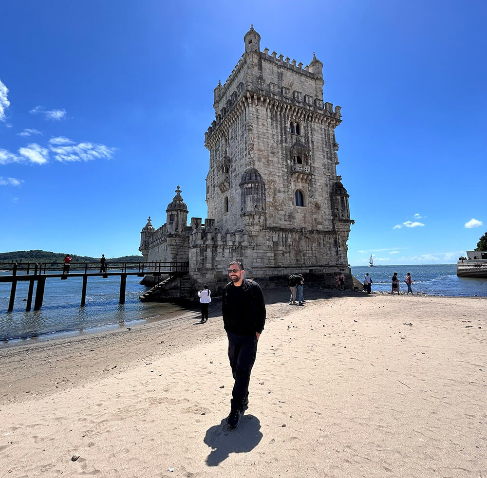 Me posing in front of Belem Tower in Lisbon (photo: Pantelis Kakaris)