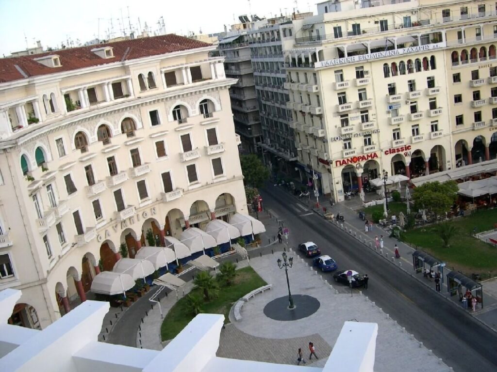 View of Olympion Cinema from the top of Electra Palace Hotel