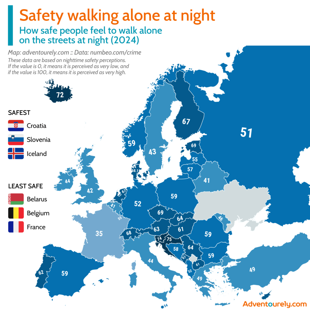 How Safe Do People Feel to Walk Alone at Night in Europe (Updated 2024)